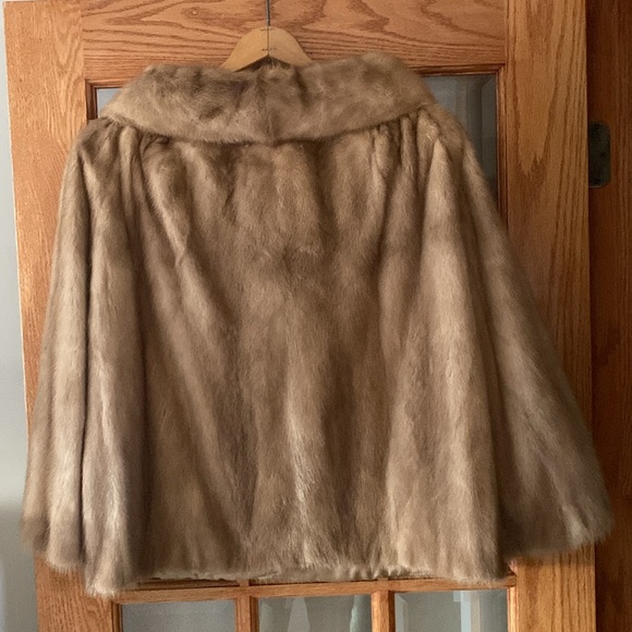 Evans Mink Fur Jacket | Autumn Haze | Shawl Collar & Bracelet Cuffs (M/L) - Picture 2 of 11